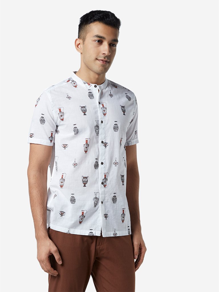 ETA White Printed Resort Fit Shirt