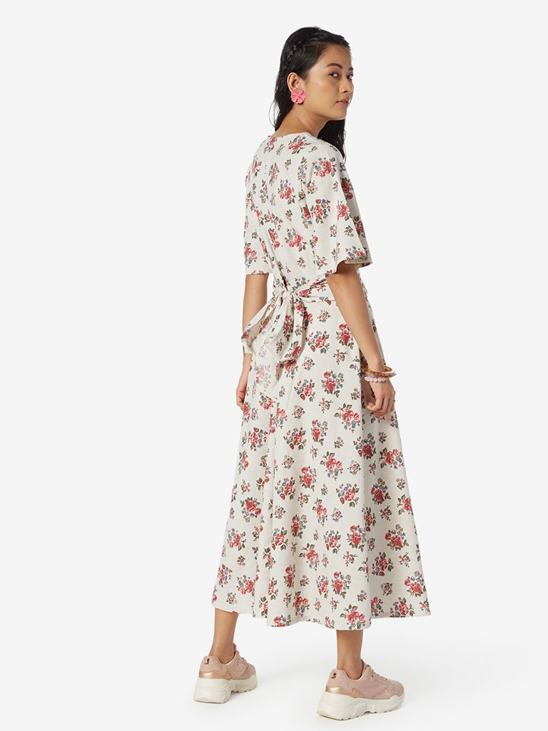 Bombay Paisley Off White Fit-And-Flare Dress
