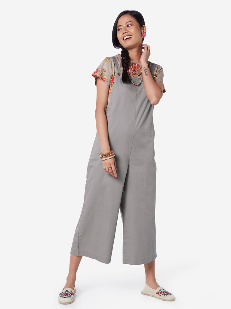 Bombay Paisley Grey Pure-Cotton Dungarees