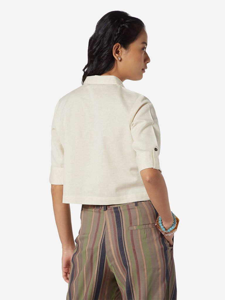 Bombay Paisley Off White Floral Embroidered Top