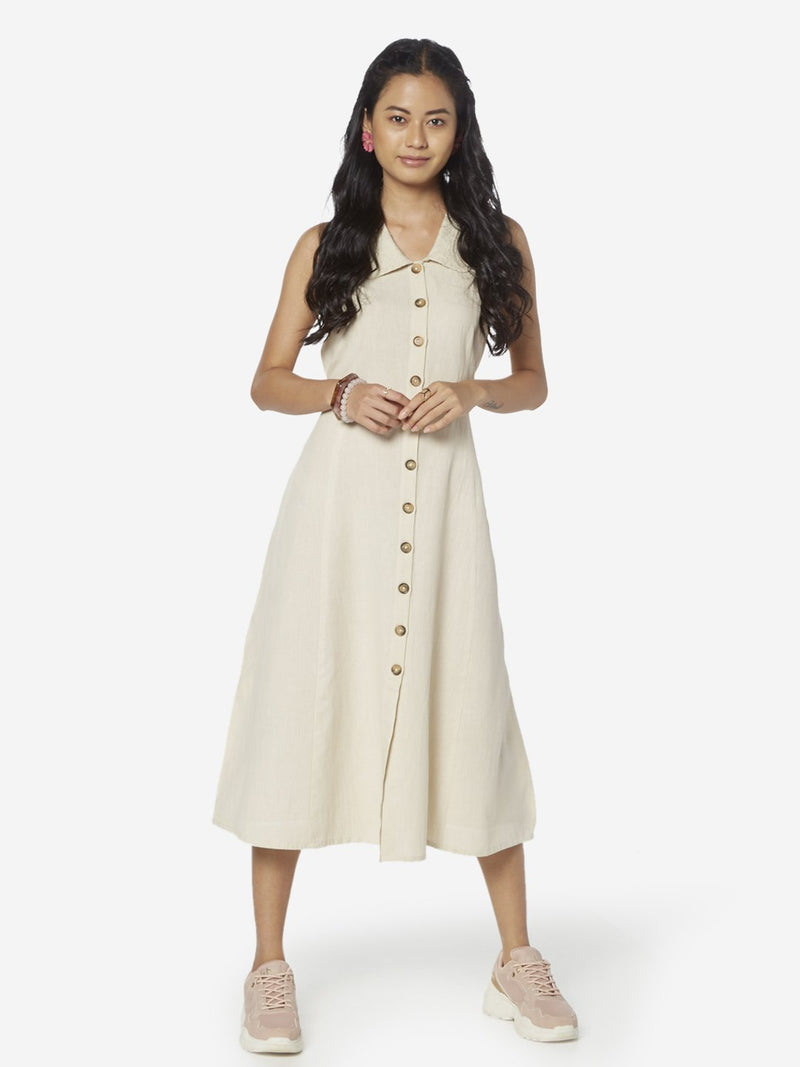 Bombay Paisley Off White A-Line Shirtdress