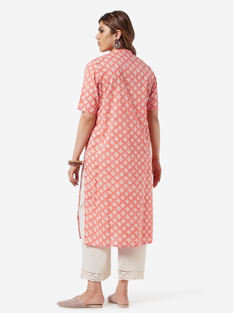 Diza Curve Coral Geometrical Print Kurta