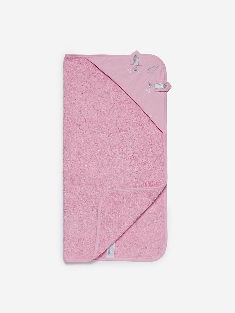 Baby HOP Pink Unicorn Pattern Hooded Towel