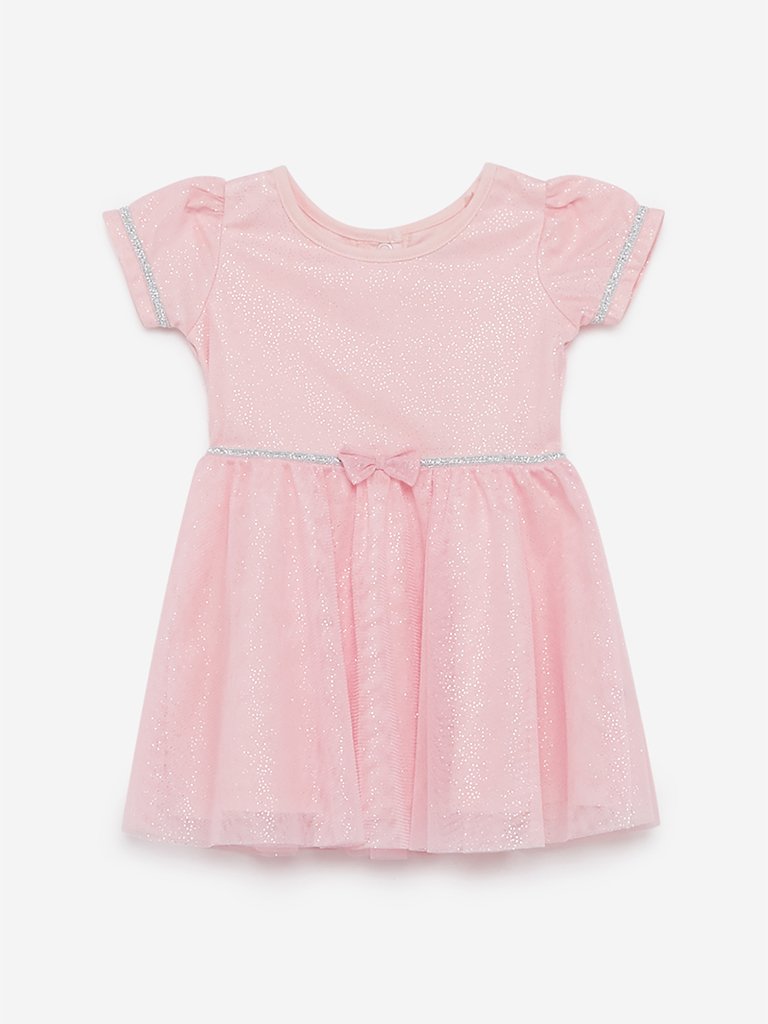 Baby HOP Light Pink Glitter Detailed Amy Dress