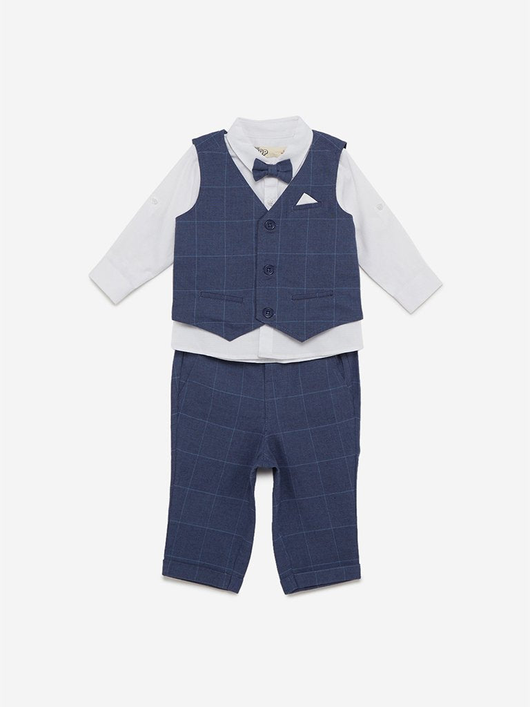 Baby HOP Blue Shirt, Waistcoat And Trousers Set