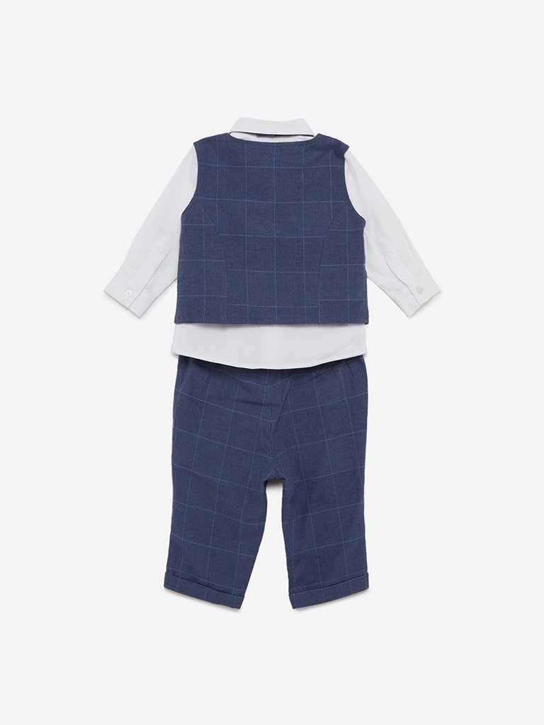 Baby HOP Blue Shirt, Waistcoat And Trousers Set