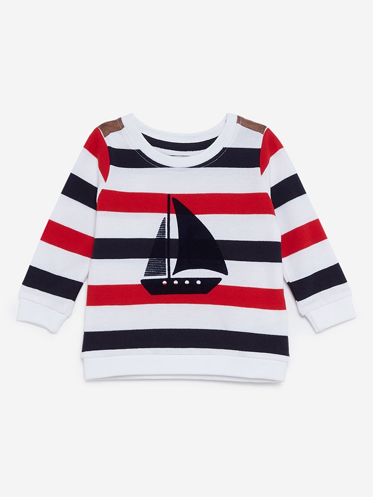 Baby HOP Red Striped Pure Cotton T-Shirt