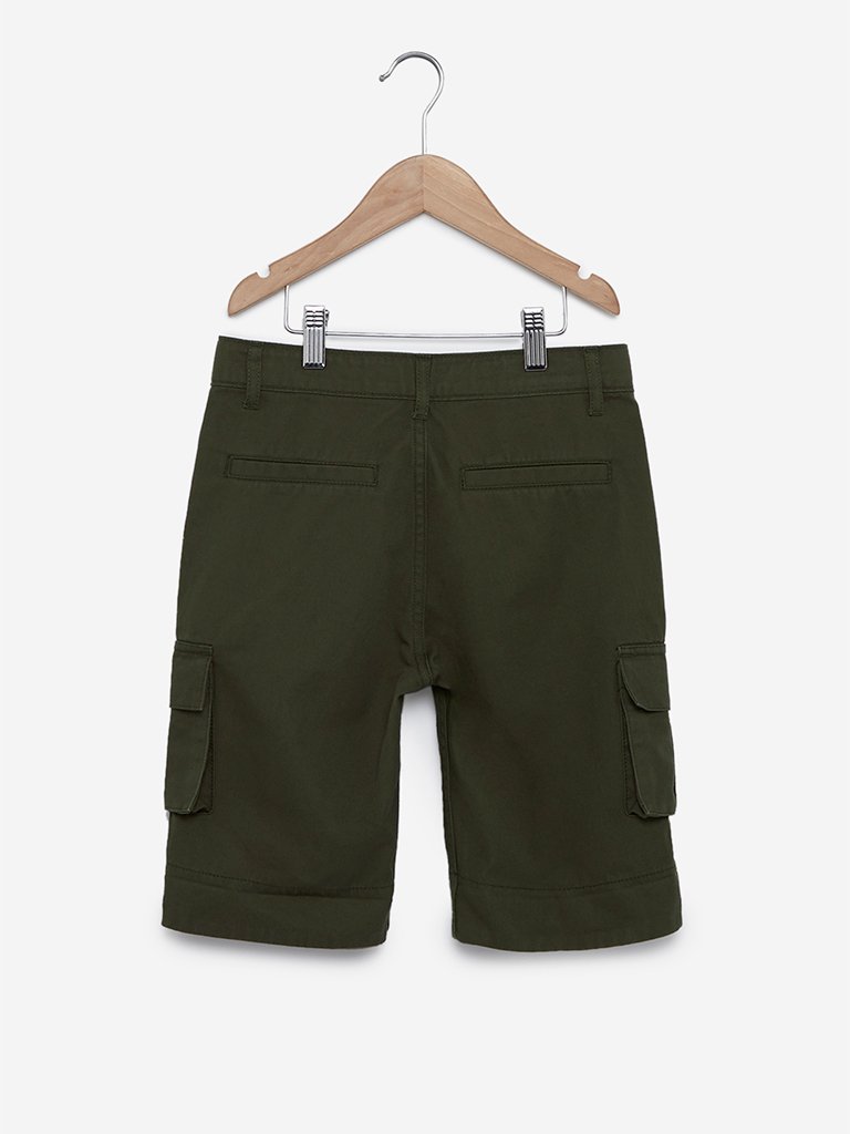 Y&F Kids Olive Pure Cotton Shorts