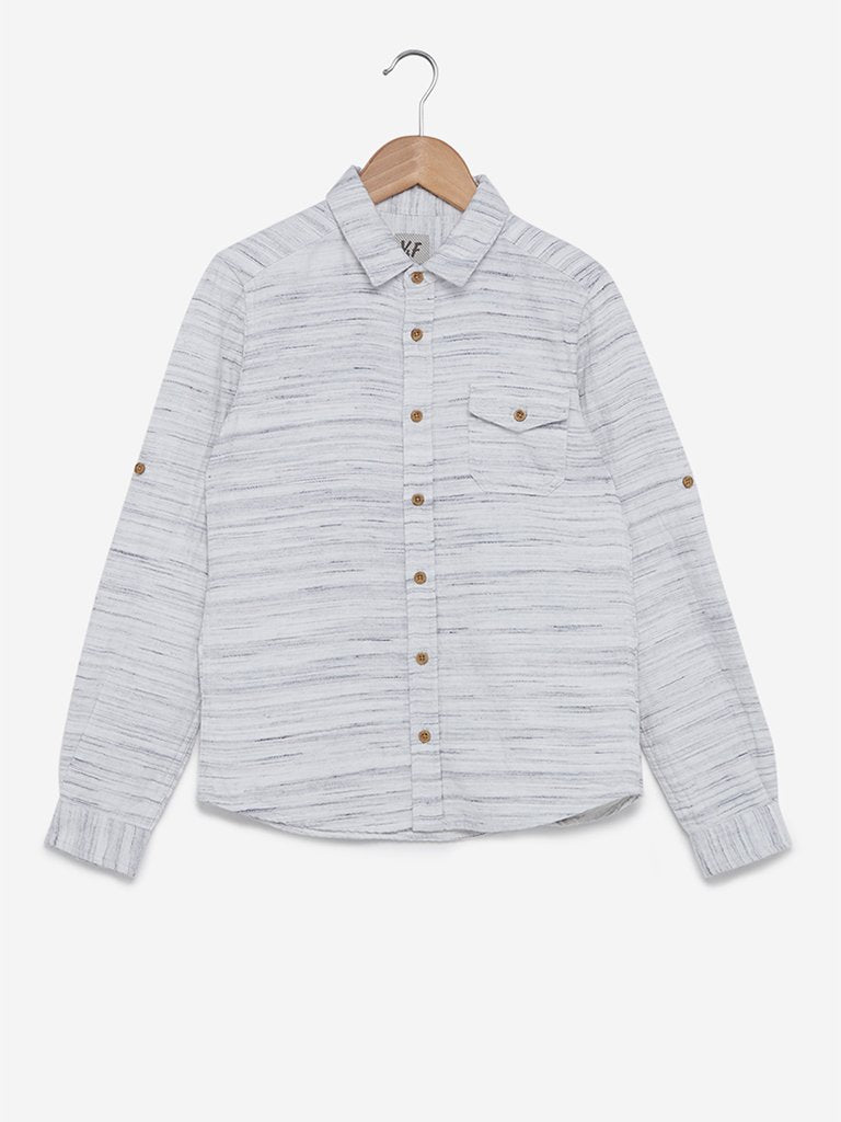 Y&F Kids Ecru Self-Patterned Shirt