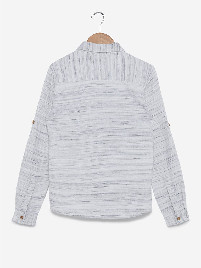 Y&F Kids Ecru Self-Patterned Shirt