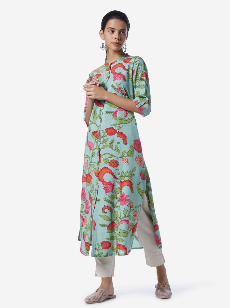 Utsa Multicolour A-Line Floral Print Kurta