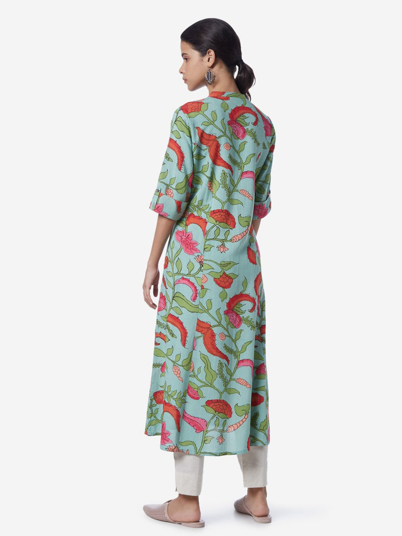 Utsa Multicolour A-Line Floral Print Kurta