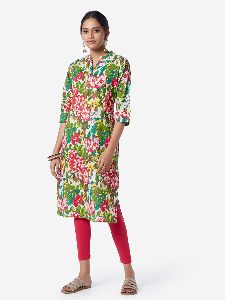 Utsa Multicolour Floral Straight Kurta