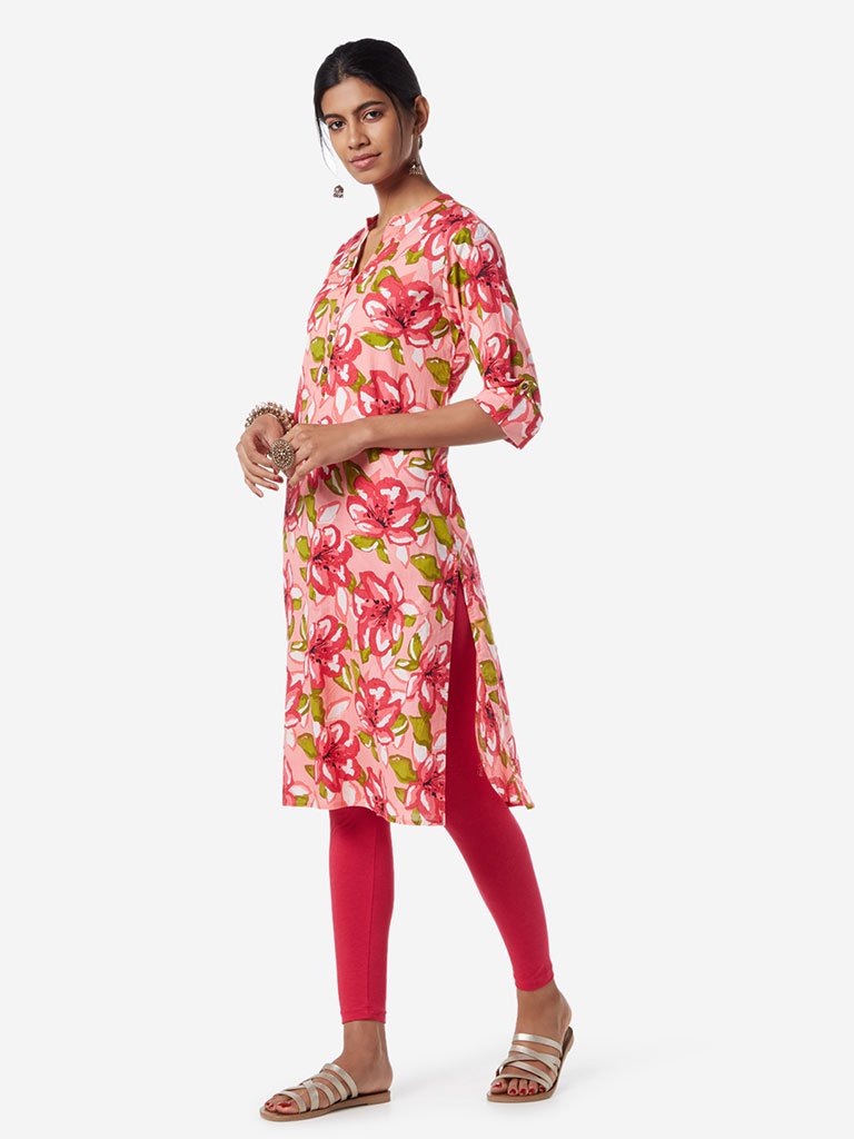 Utsa Pink Straight Pure-Cotton Kurta