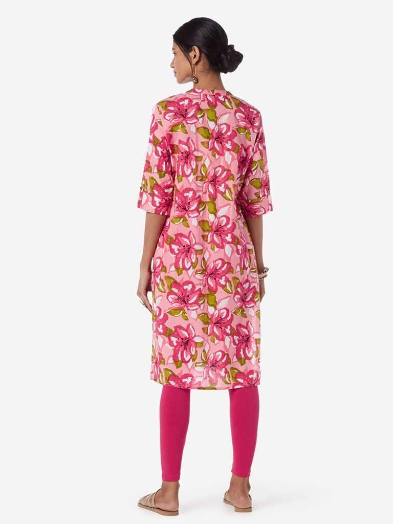 Utsa Pink Straight Pure-Cotton Kurta