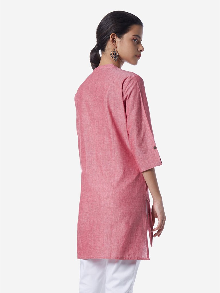 Utsa Pink Embroidered High-Low Kurti