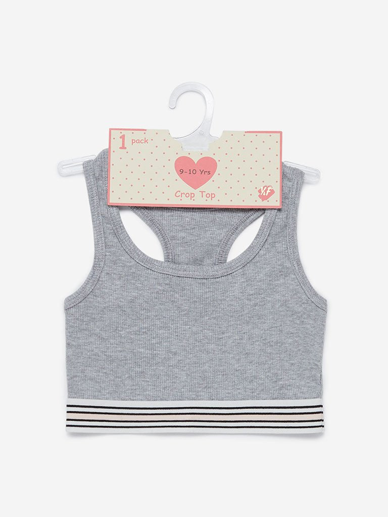 Y&F Kids Grey Ribbed Crop-Top