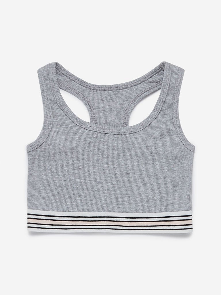 Y&F Kids Grey Ribbed Crop-Top
