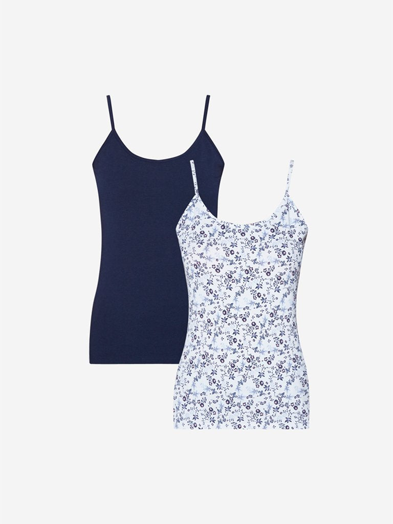 Wunderlove Navy Printed Camisole Set Of Two