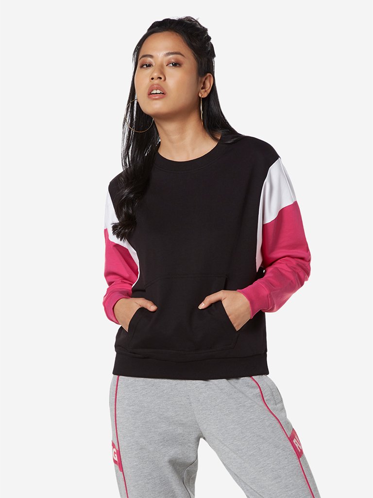 Studiofit Black Colour-Block Sweatshirt