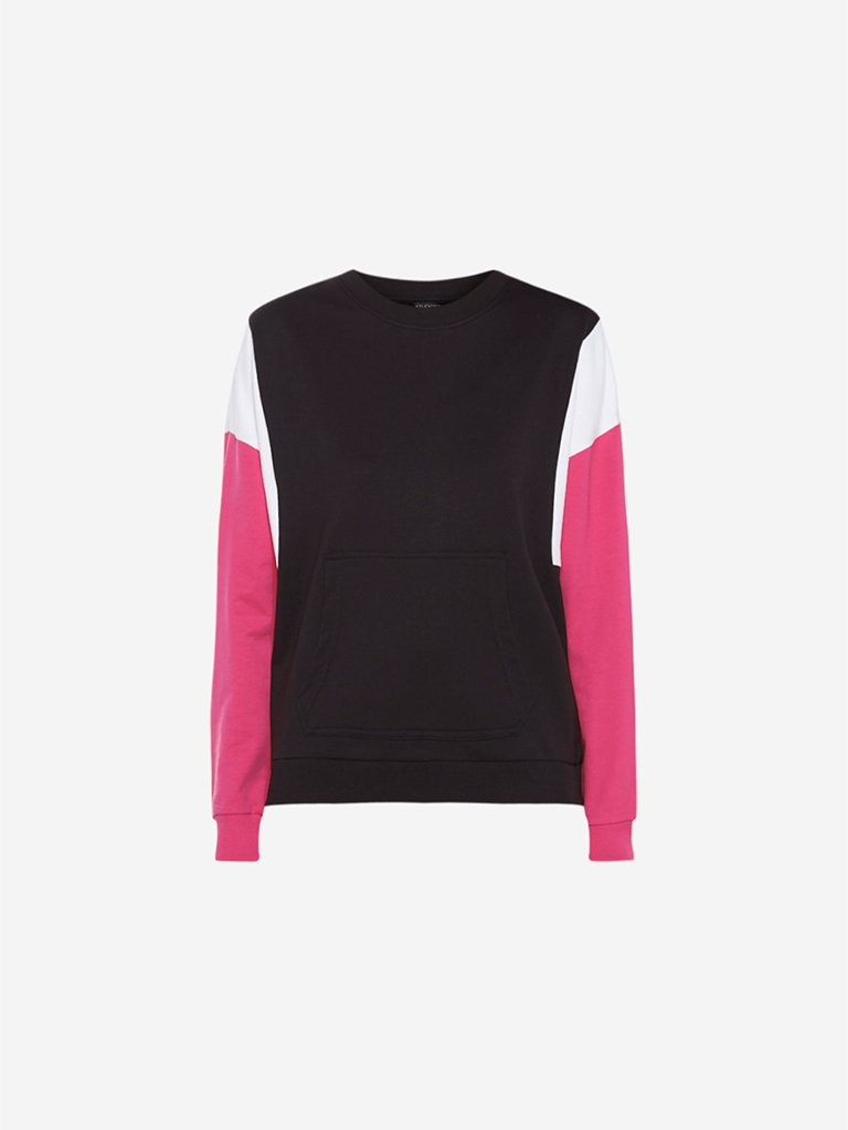 Studiofit Black Colour-Block Sweatshirt