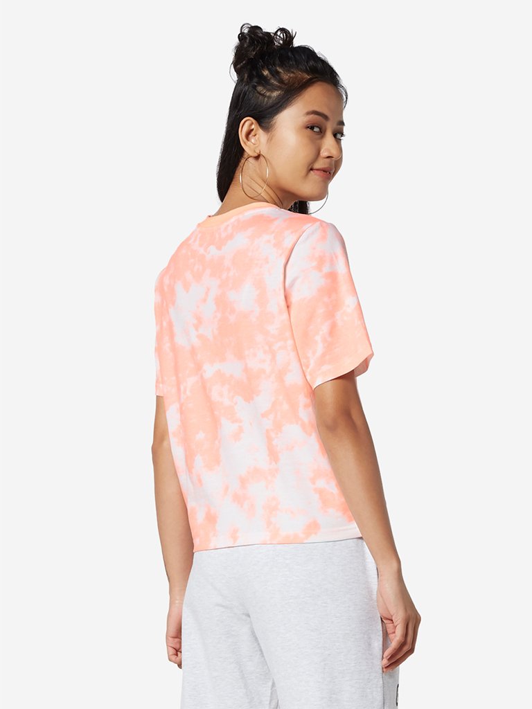 Studiofit Neon Orange Text Pattern T-Shirt