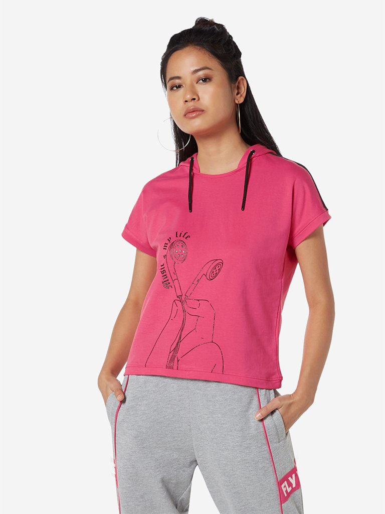 Studiofit Pink Karen Hooded T-Shirt