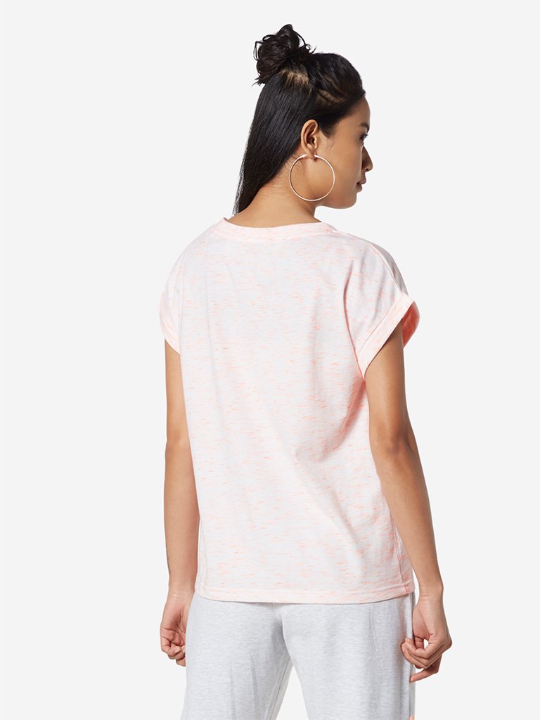 Studiofit Neon Orange And White Melange T-Shirt
