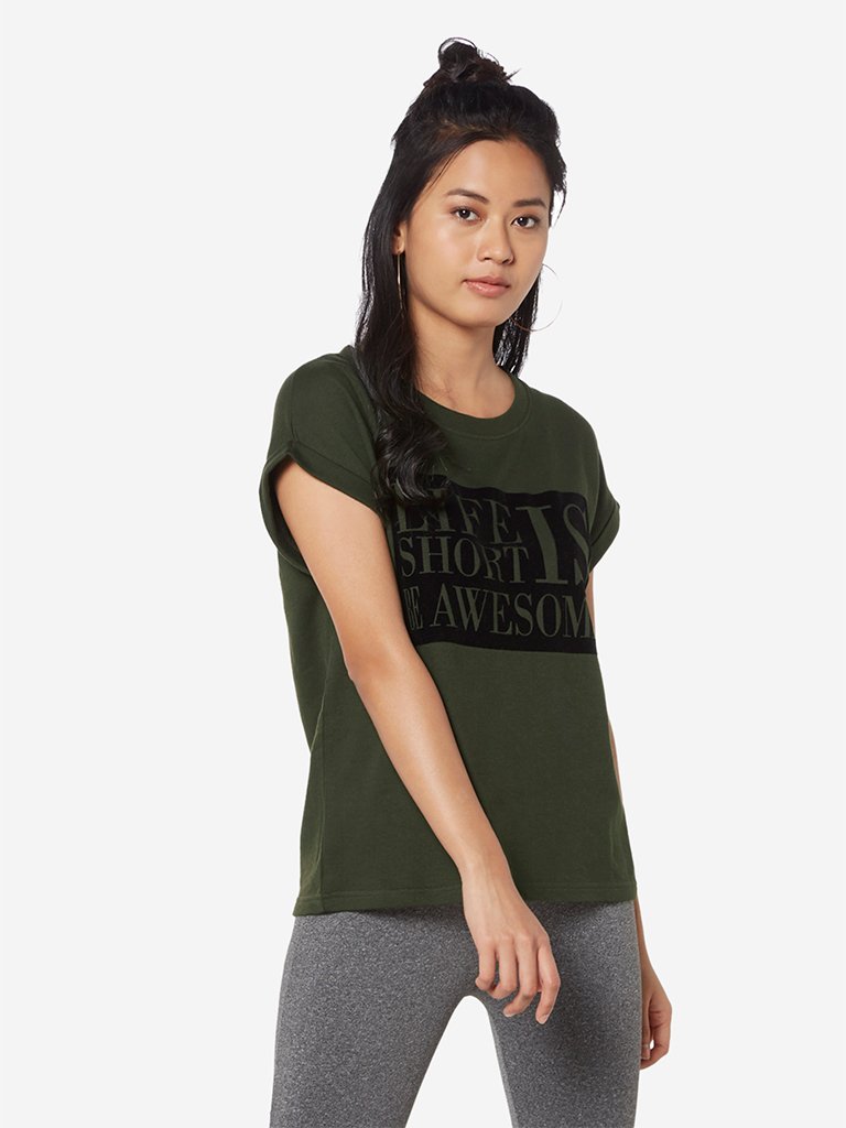 Studiofit Olive Velveteen T-Shirt