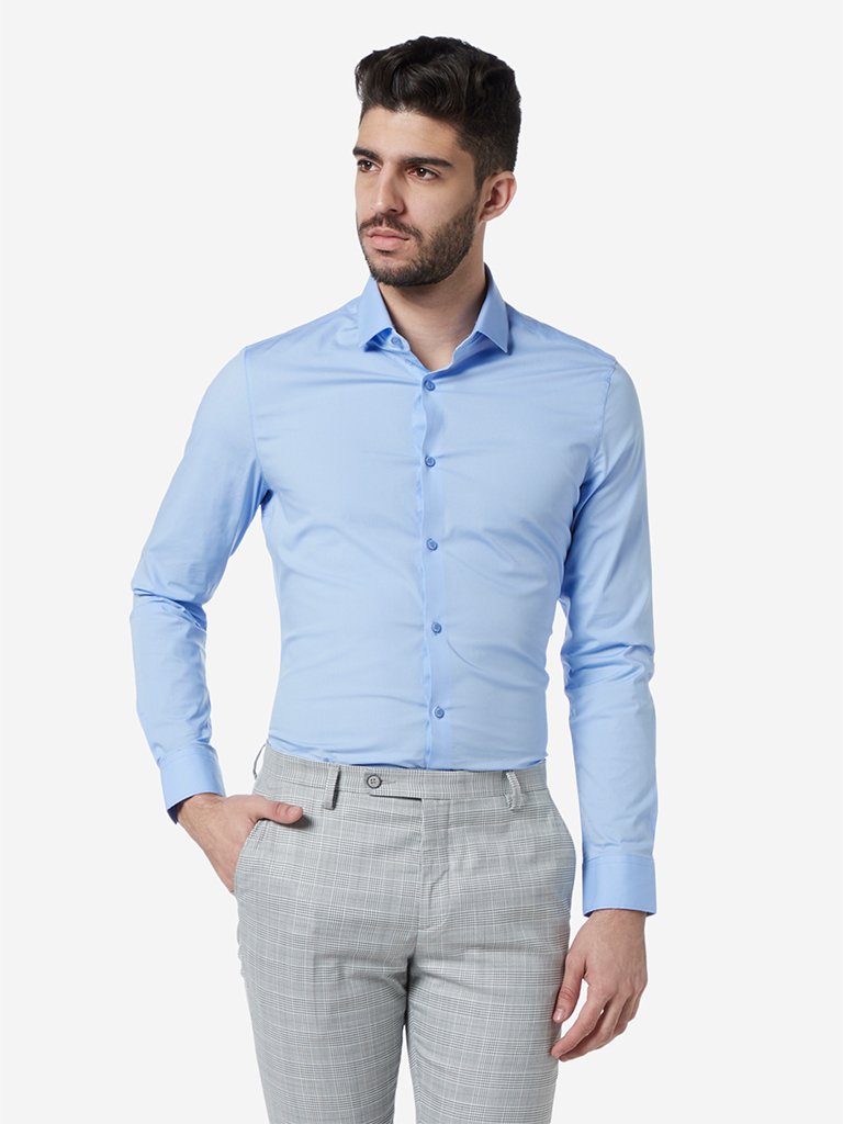 WES Formals Light Blue Ultra-Slim Fit Shirt