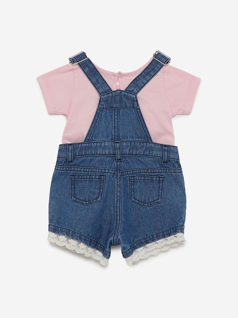 Baby HOP Blue Dungarees And T-Shirt Set