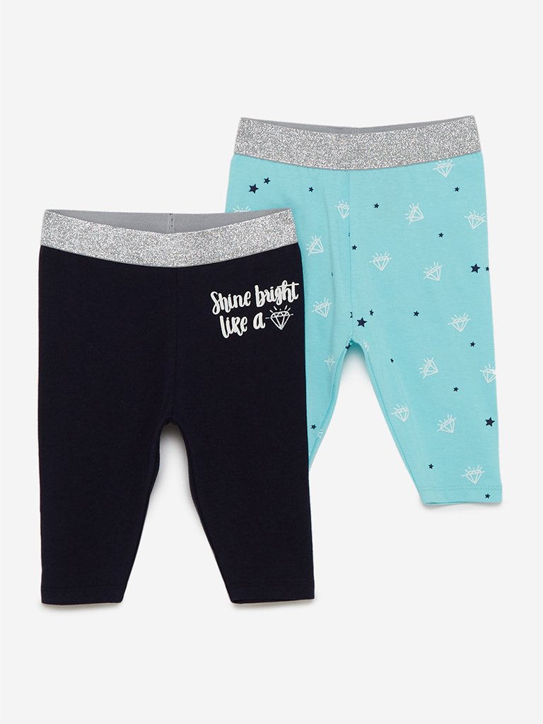 Baby HOP Aqua Diamond Leggings Set of Two