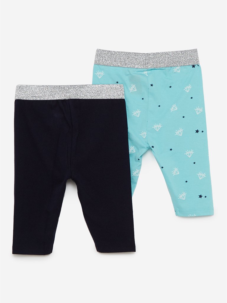 Baby HOP Aqua Diamond Leggings Set of Two