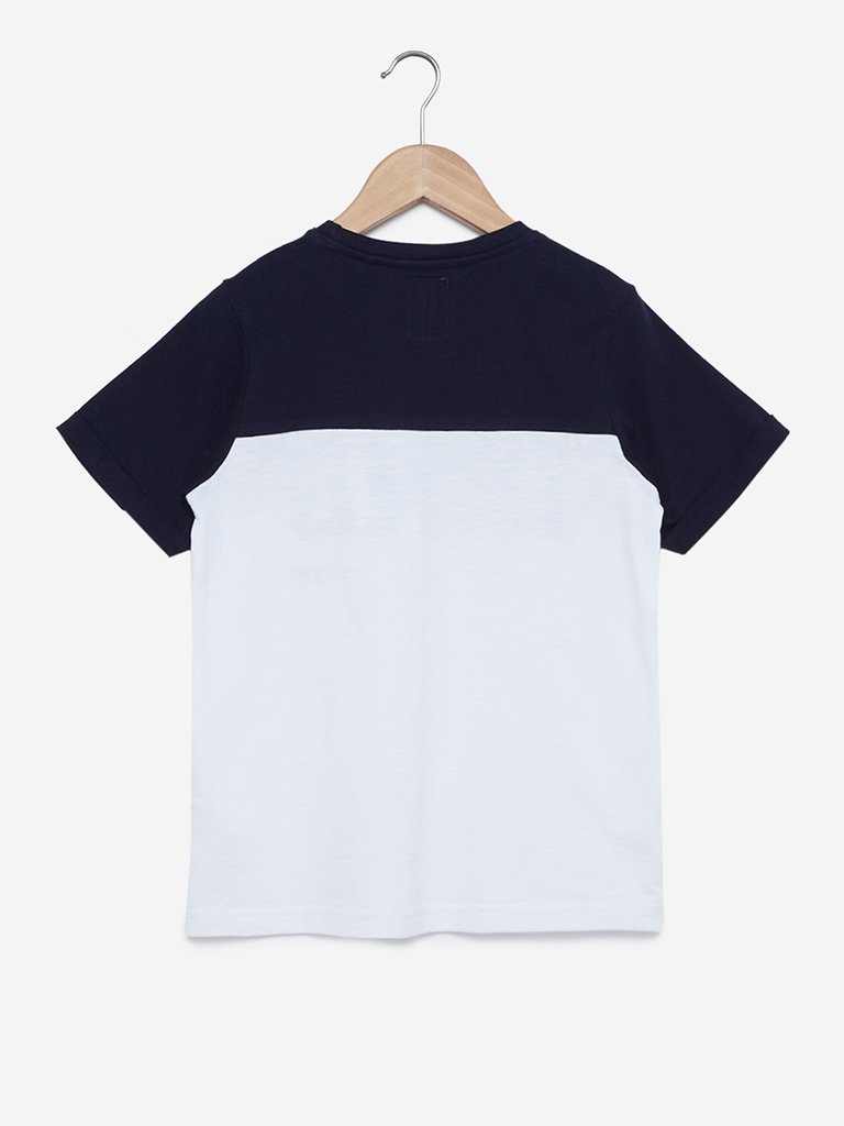 Y&F Kids Navy Printed Crewneck T-Shirt