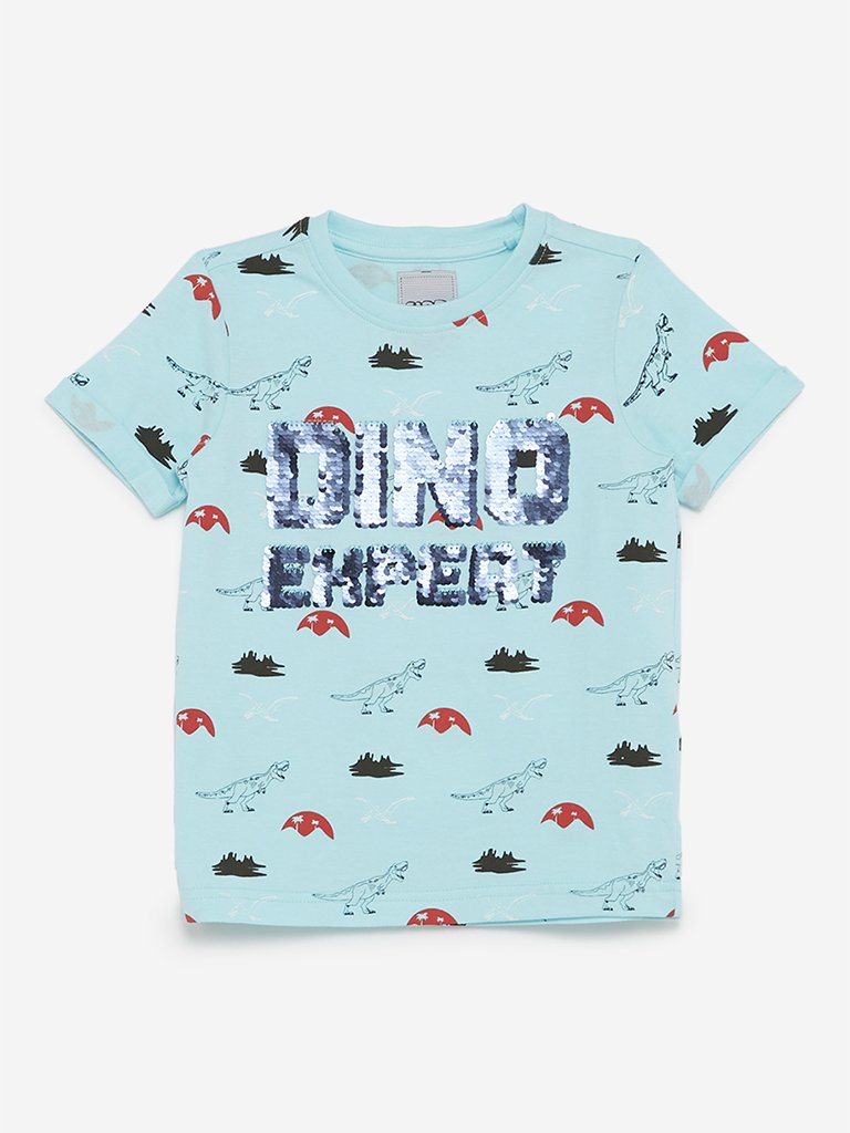 HOP Kids Light Blue Dinosaur Print T-Shirt
