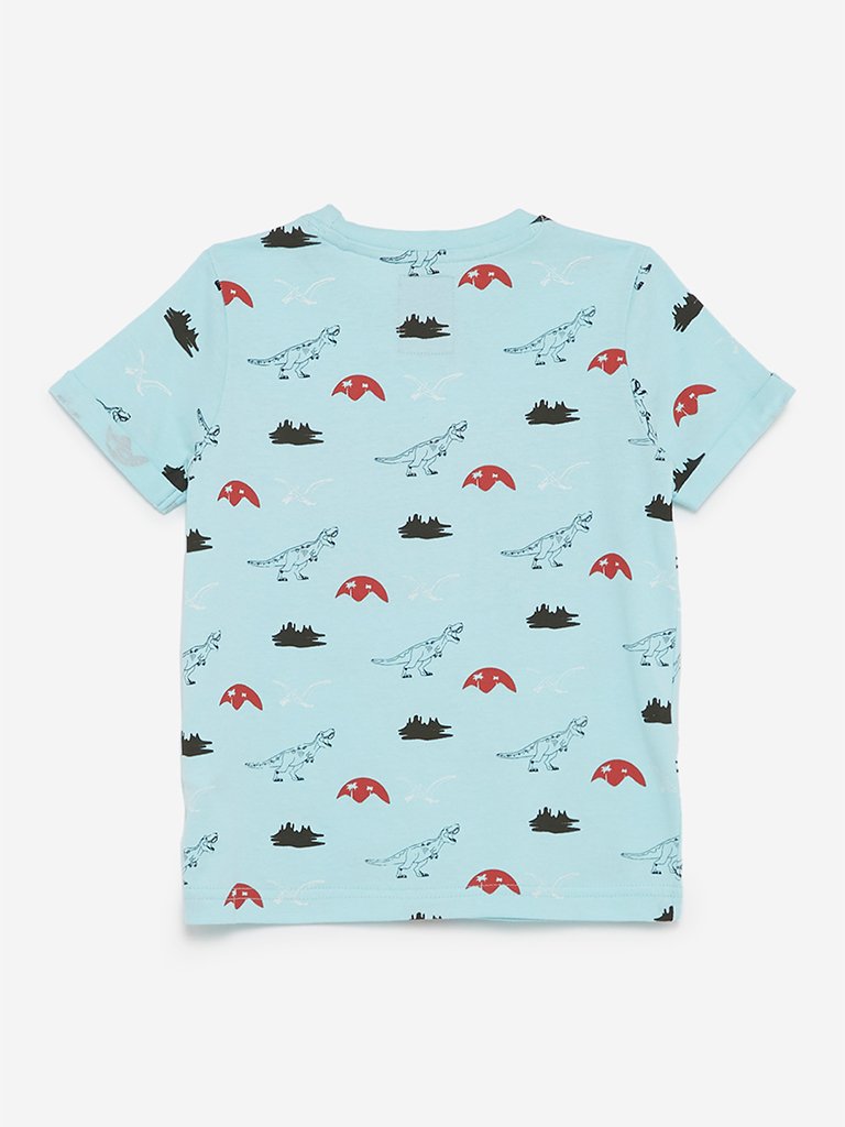 HOP Kids Light Blue Dinosaur Print T-Shirt