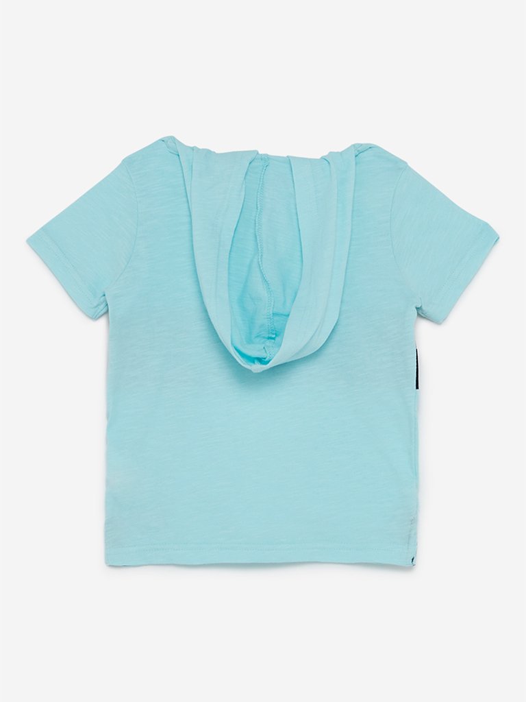 HOP Kids Aqua Dinosaur Hooded T-Shirt