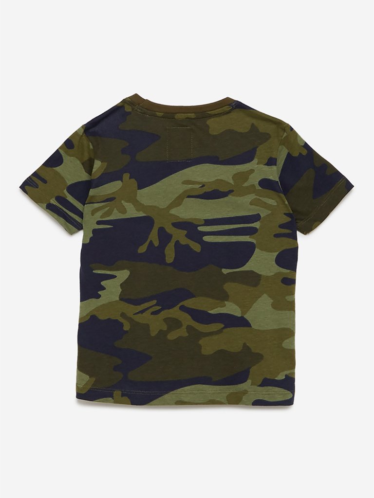 HOP Kids Olive Dinosaur Camouflage T-Shirt