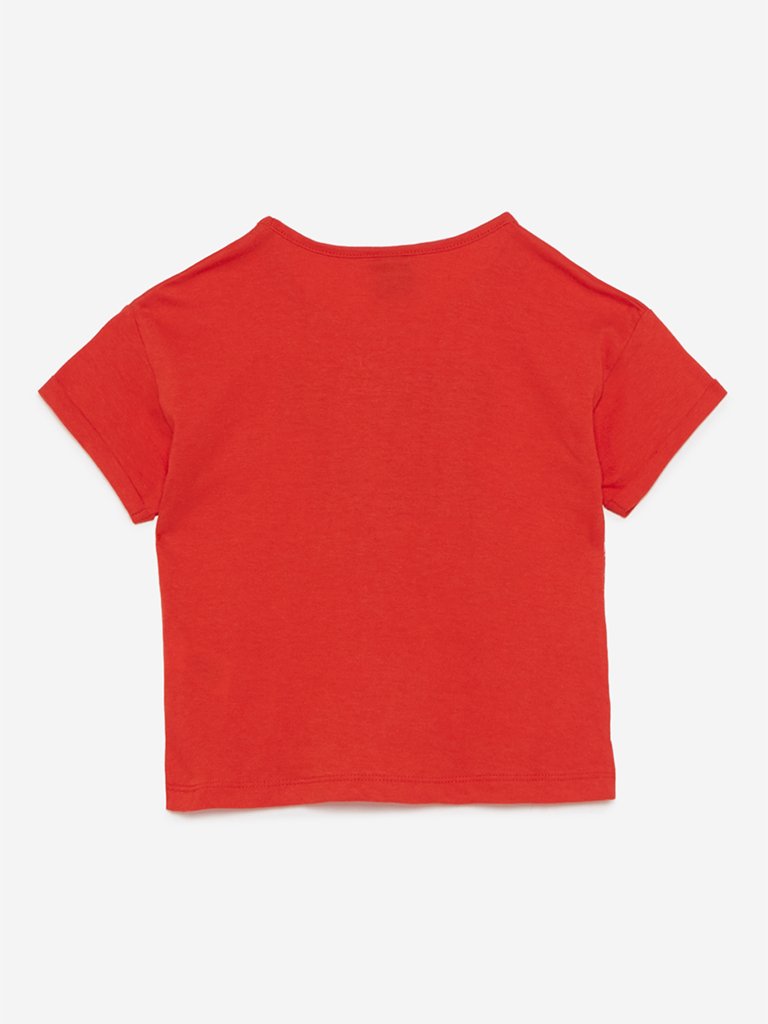 HOP Kids Red Text Print Kenneth T-Shirt