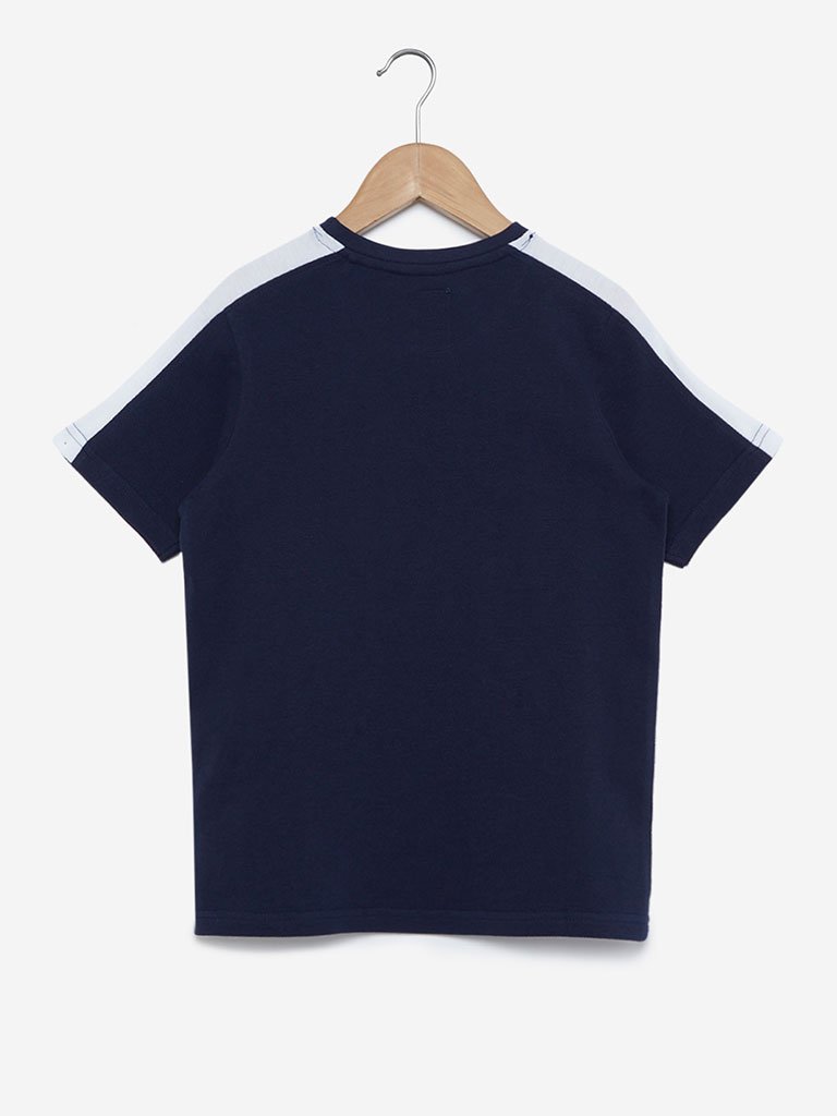 Y&F Kids Navy Typographic Print T-Shirt