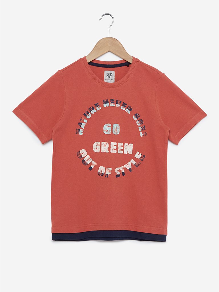 Y&F Kids Rust Go Green Crewneck T-Shirt