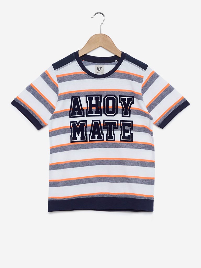 Y&F Kids Multicolour Ahoy Mate Crewneck T-Shirt