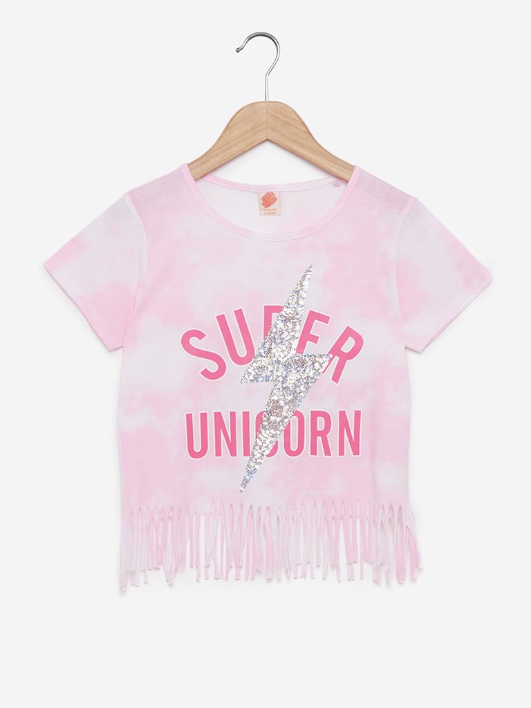 Y&F Kids Light Pink Sequinned Frida Top