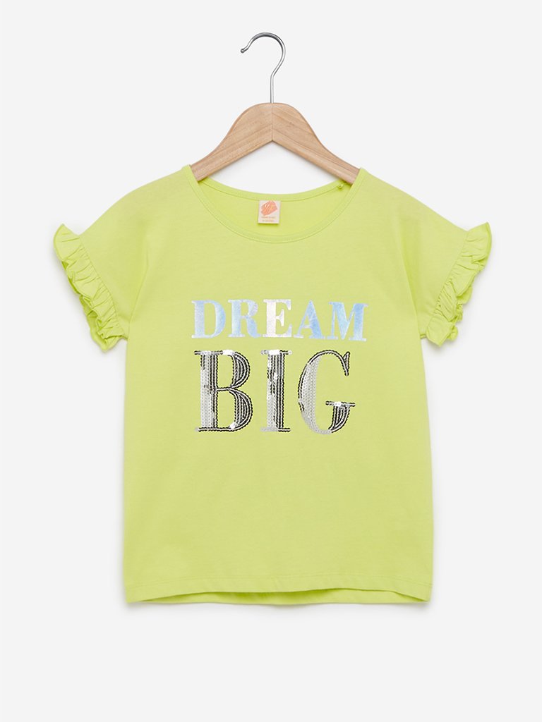 Y&F Kids Lime Dream Big Print Frida Top