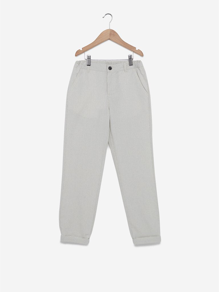 Y&F Kids Ecru Striped Malcolm Trousers