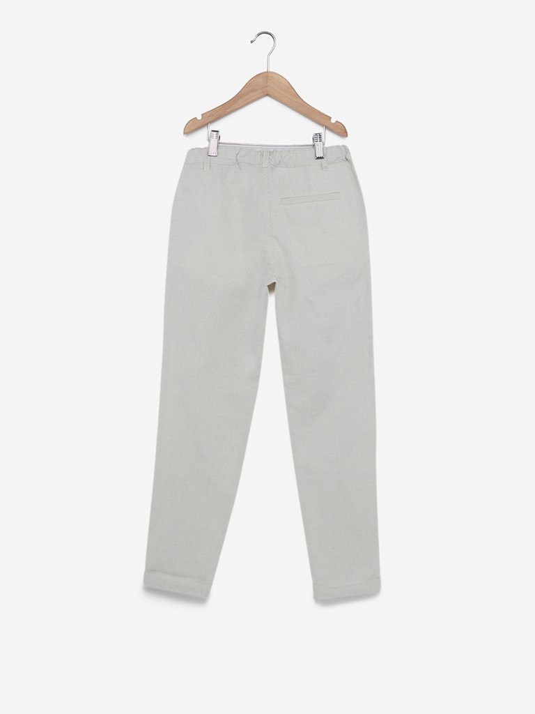 Y&F Kids Ecru Striped Malcolm Trousers