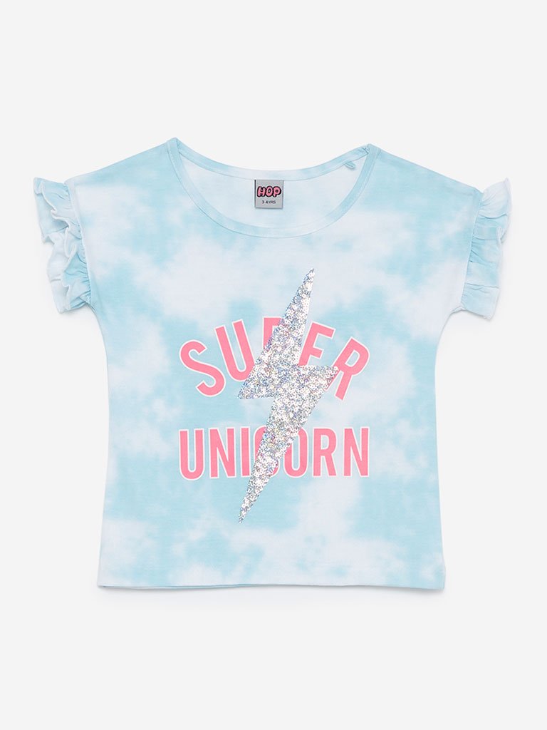 HOP Kids Light Blue Sequinned Frida Top