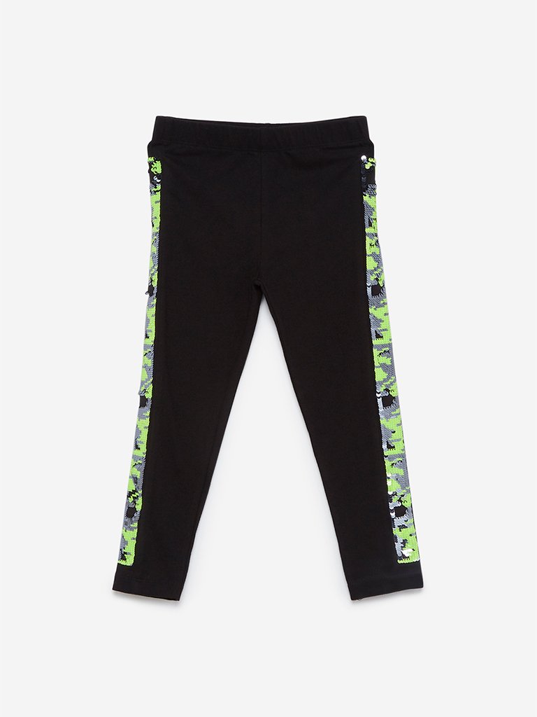 HOP Kids Black Reversible Sequin Leggings