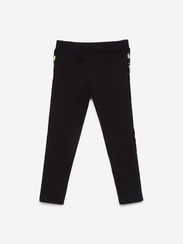 HOP Kids Black Reversible Sequin Leggings