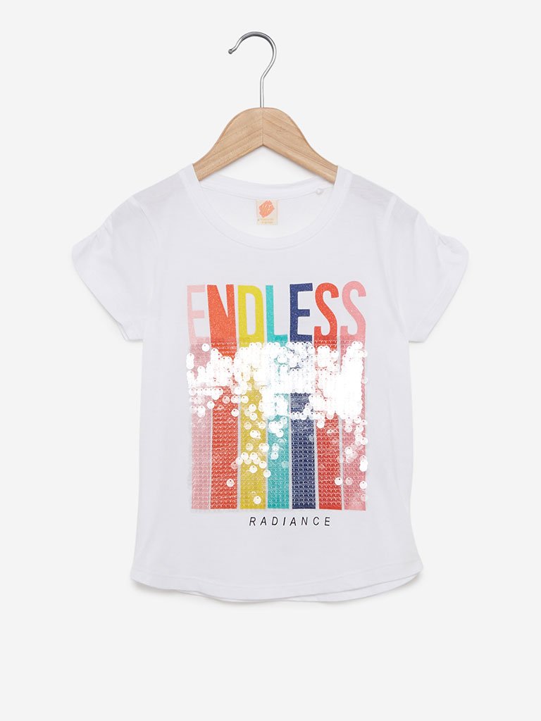 Y&F Kids White Endless Crewneck T-Shirt
